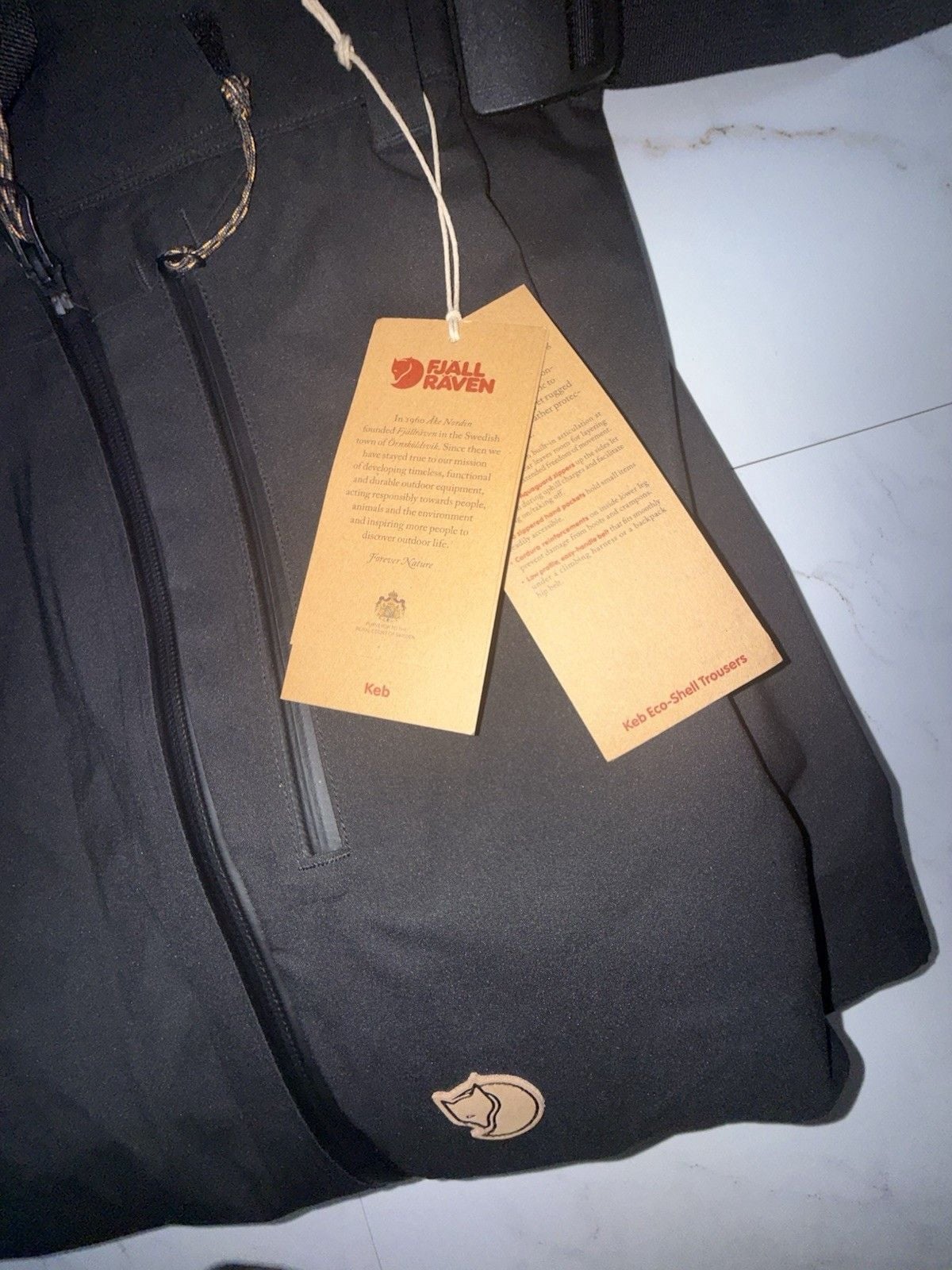 Fjallraven Keb Eco-Shell Trousers Men's XL Black Waterproof Pants NWT $450 3