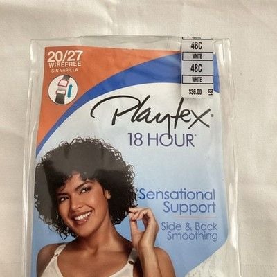 Playtex 18 Hour Sensational Support Wire-Free Bra Women’s 48C White NEW 6