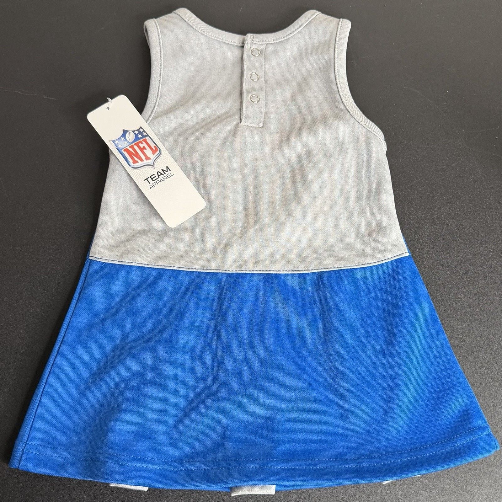 NFL Team Apparel Detroit Lions Girls 12M Jersey Dress V-Neck Blue/Gray 6