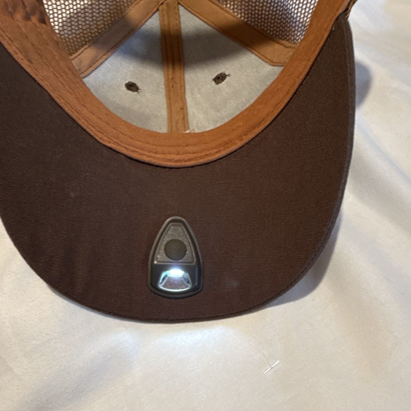 PowerCap Men's LED Lighted Baseball Cap Brown Mesh Trucker Hat Adjustable OSFM 5