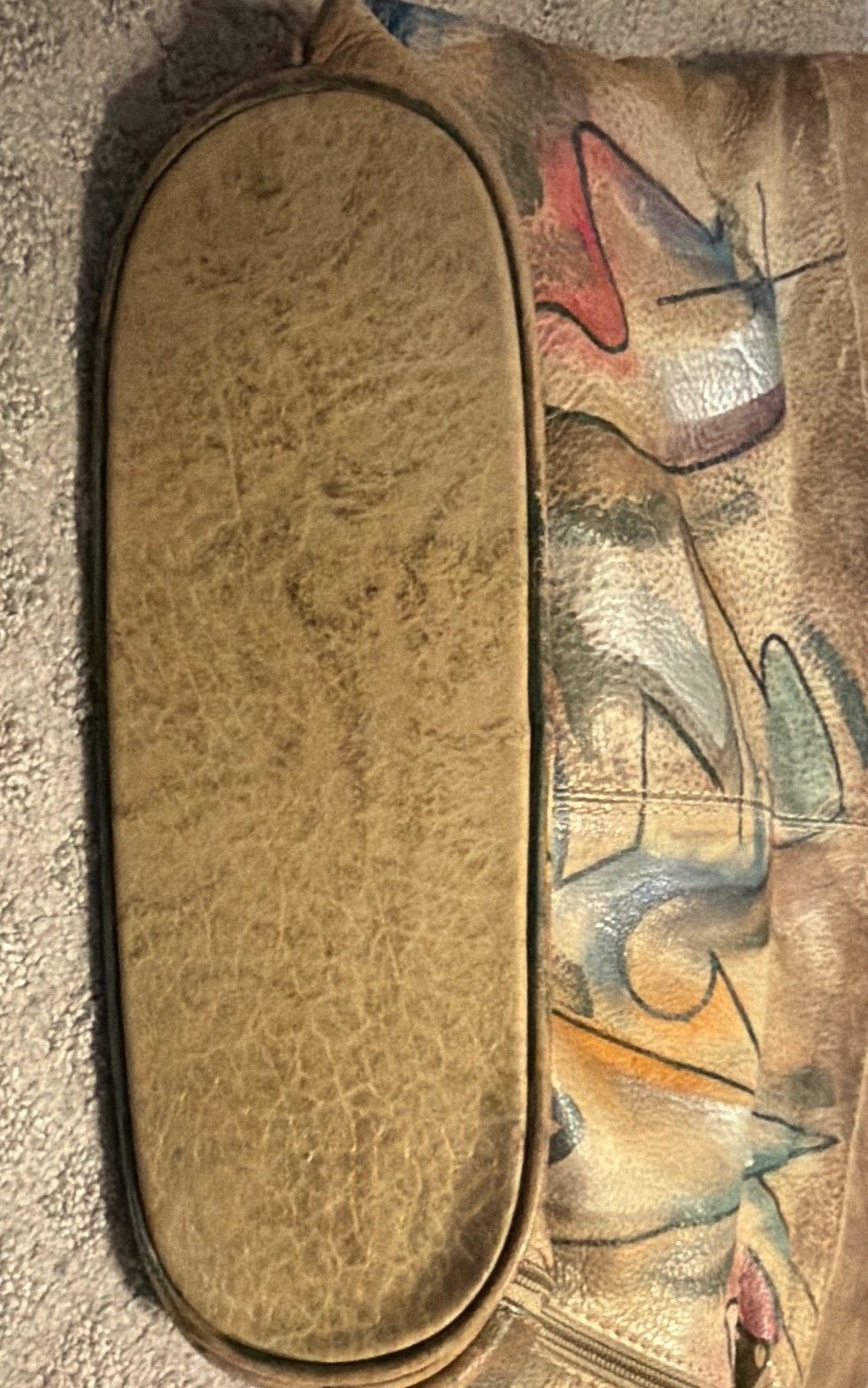 Vintage Sam Sam Hand Painted Leather Shoulder Bag Boho Abstract Wearable Art 5