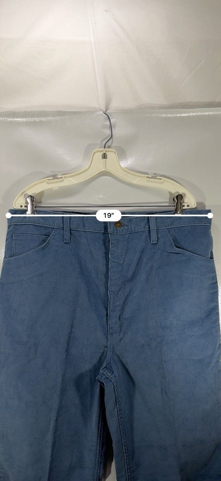 Vintage Wrangler 82665BS Corduroy Pants Mens 38x28 Slate Blue High Rise 70s 80s 12