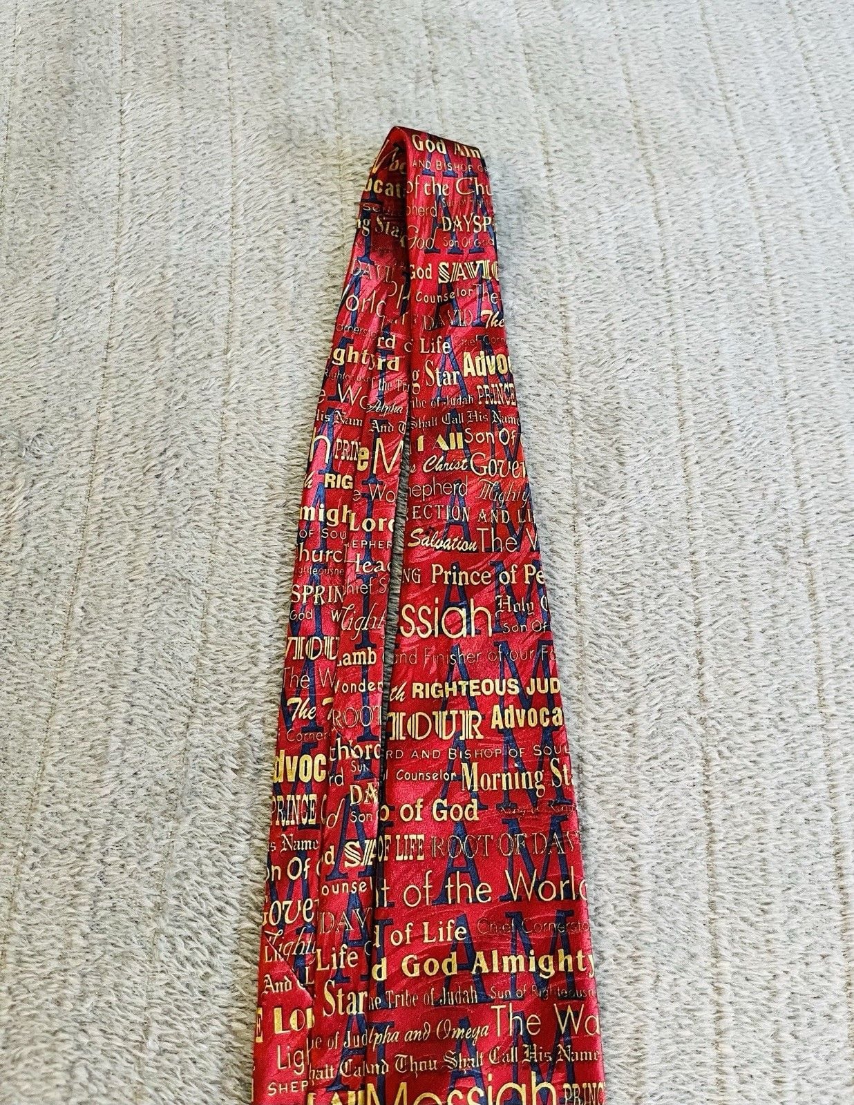 Free Man Apparel Names Of Jesus Red Silk Necktie 4” Christian Religious Church 10