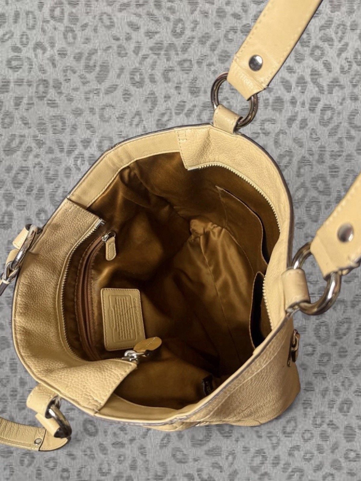 Coach Penelope F14683 Cream Pebbled Leather Tote Shoulder Bag Silver Hardware 5
