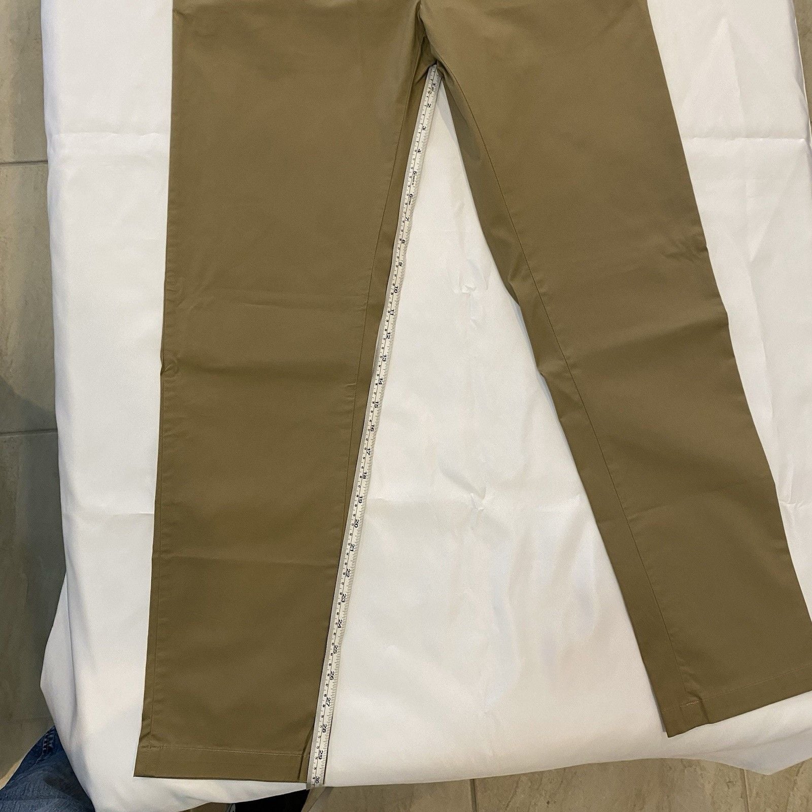 Perry Ellis Pants Mens 34x32 Tan Slim Fit Flat Front Trousers 7