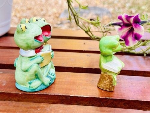 VTG MCM Lot Of 2 JSNY Frogs Singing Frog Couple & Lonely Frog Made In Taiwan MCM 4
