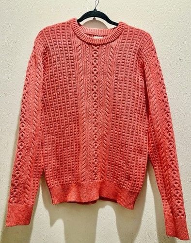 NWT J Crew SZ XL 100% Cotton Cableknit Sweater In Coral GrannyCore Color Of 2024 5