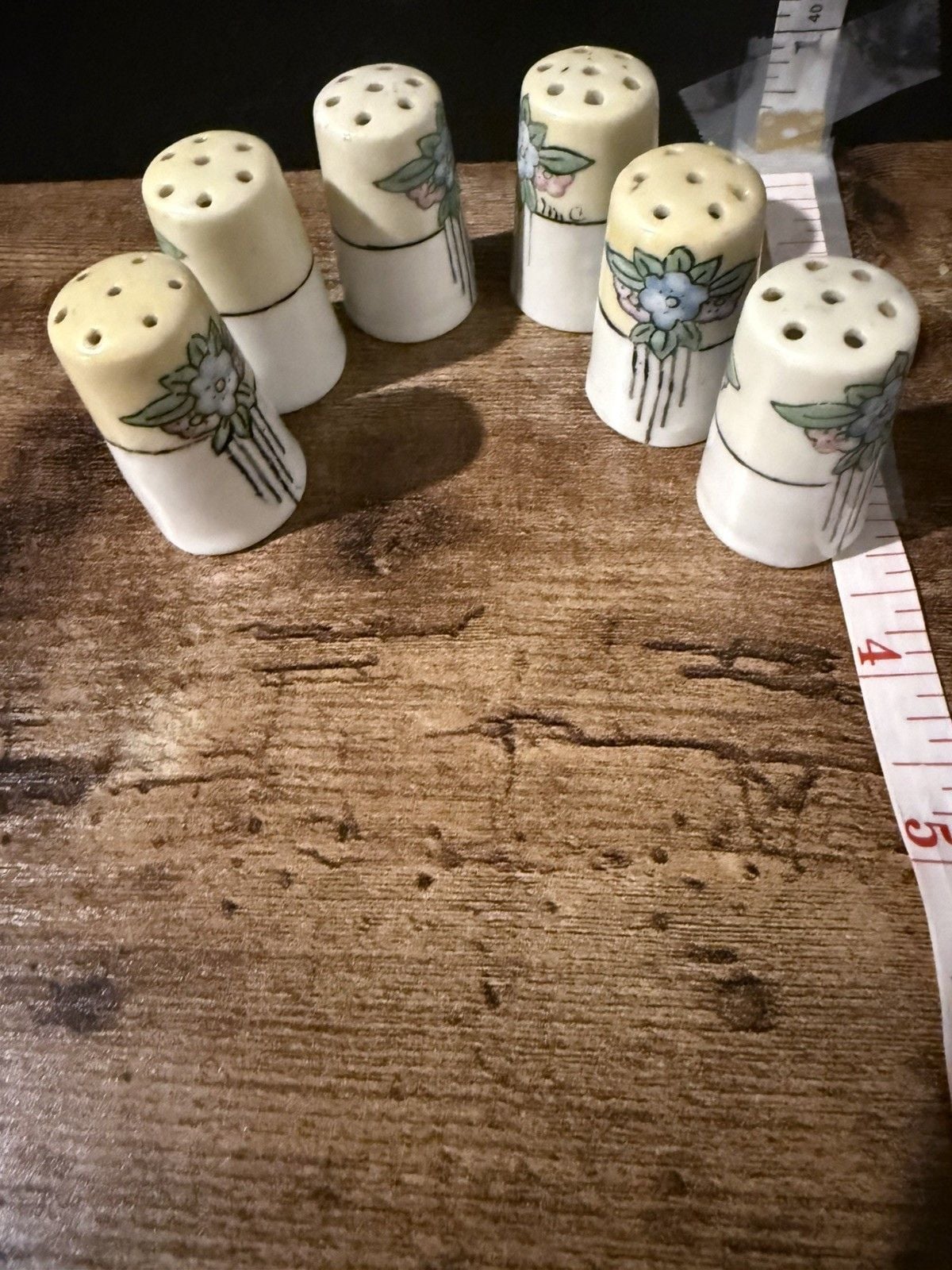 Vintage Salt & Pepper Shakers Lusterware Mini Ceramic Floral Lot of 6 3 Pairs 1