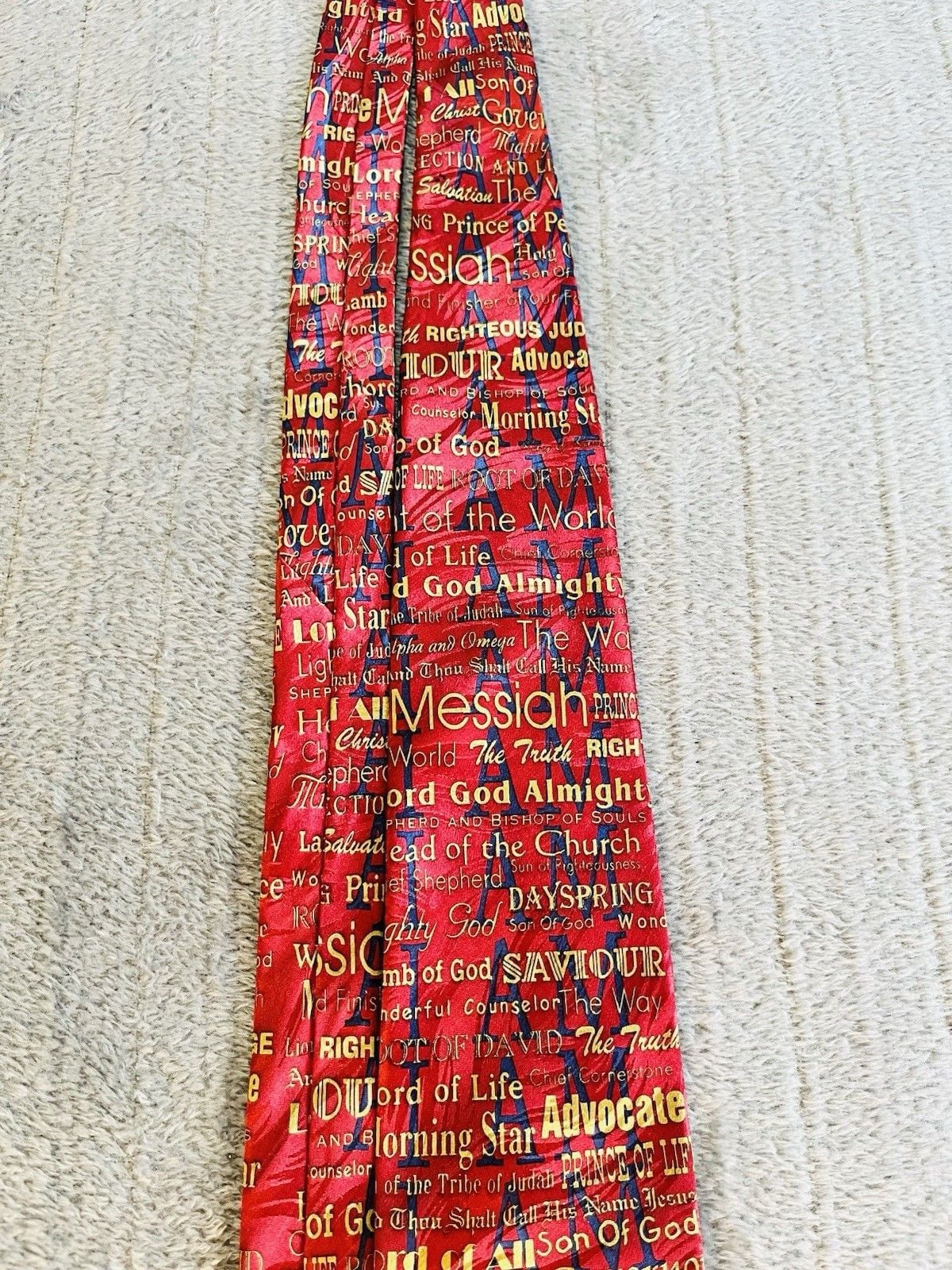 Free Man Apparel Names Of Jesus Red Silk Necktie 4” Christian Religious Church 12