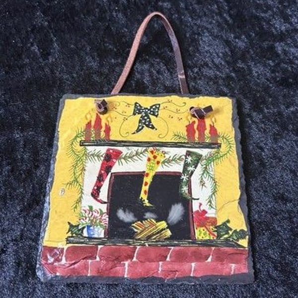 Evergreen Enterprises Christmas Stockings Hand Painted Slate