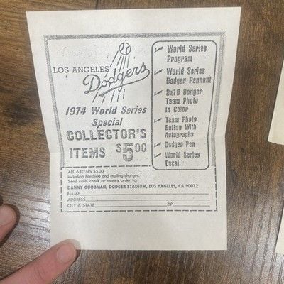 1975 Los Angeles, Dodgers Mail Order Souvenir Brochure + Newsletter Schedule 7