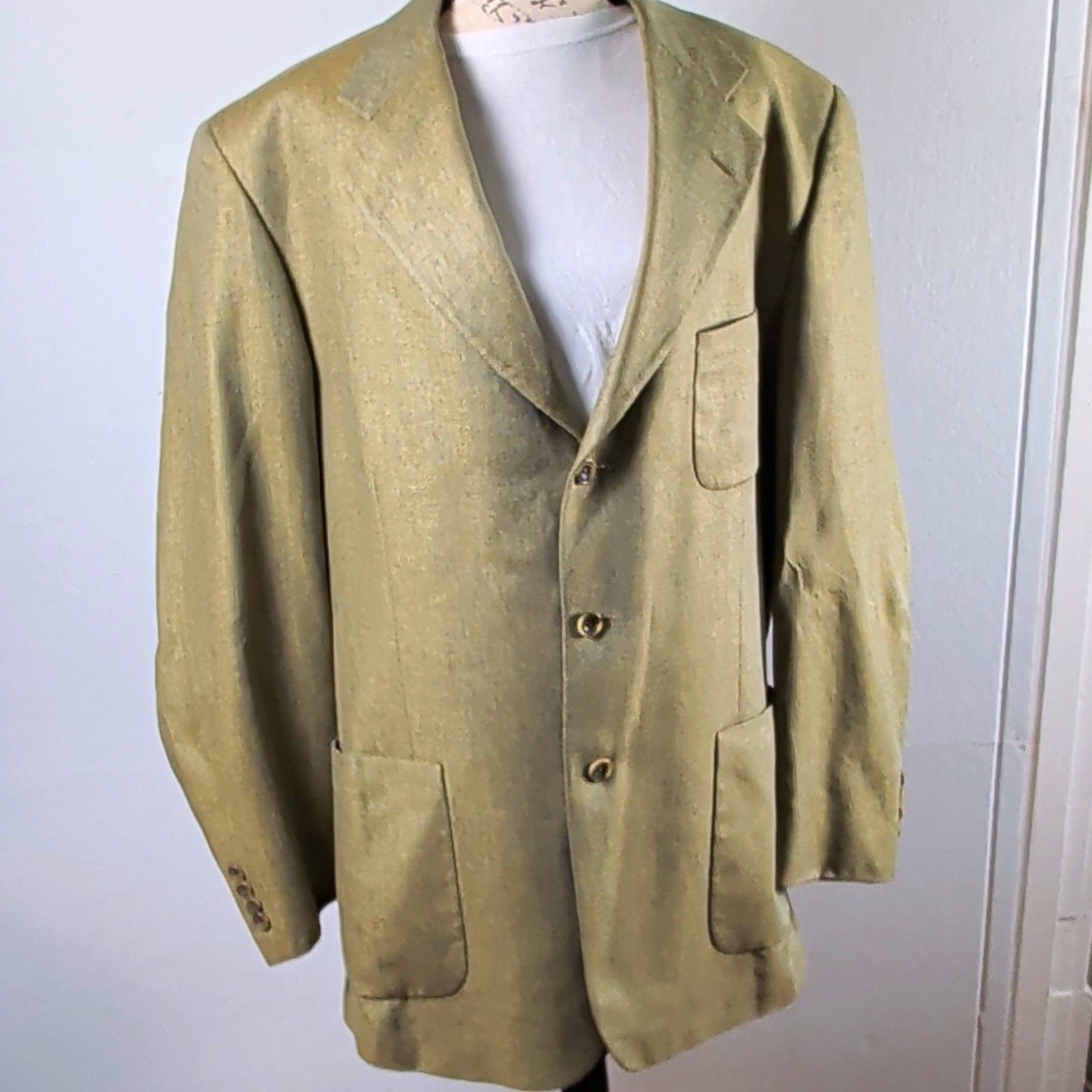 Vintage Hilton 1893 44 Long Sport Coat 100% Silk Blazer Made in USA Patch Pocket 2