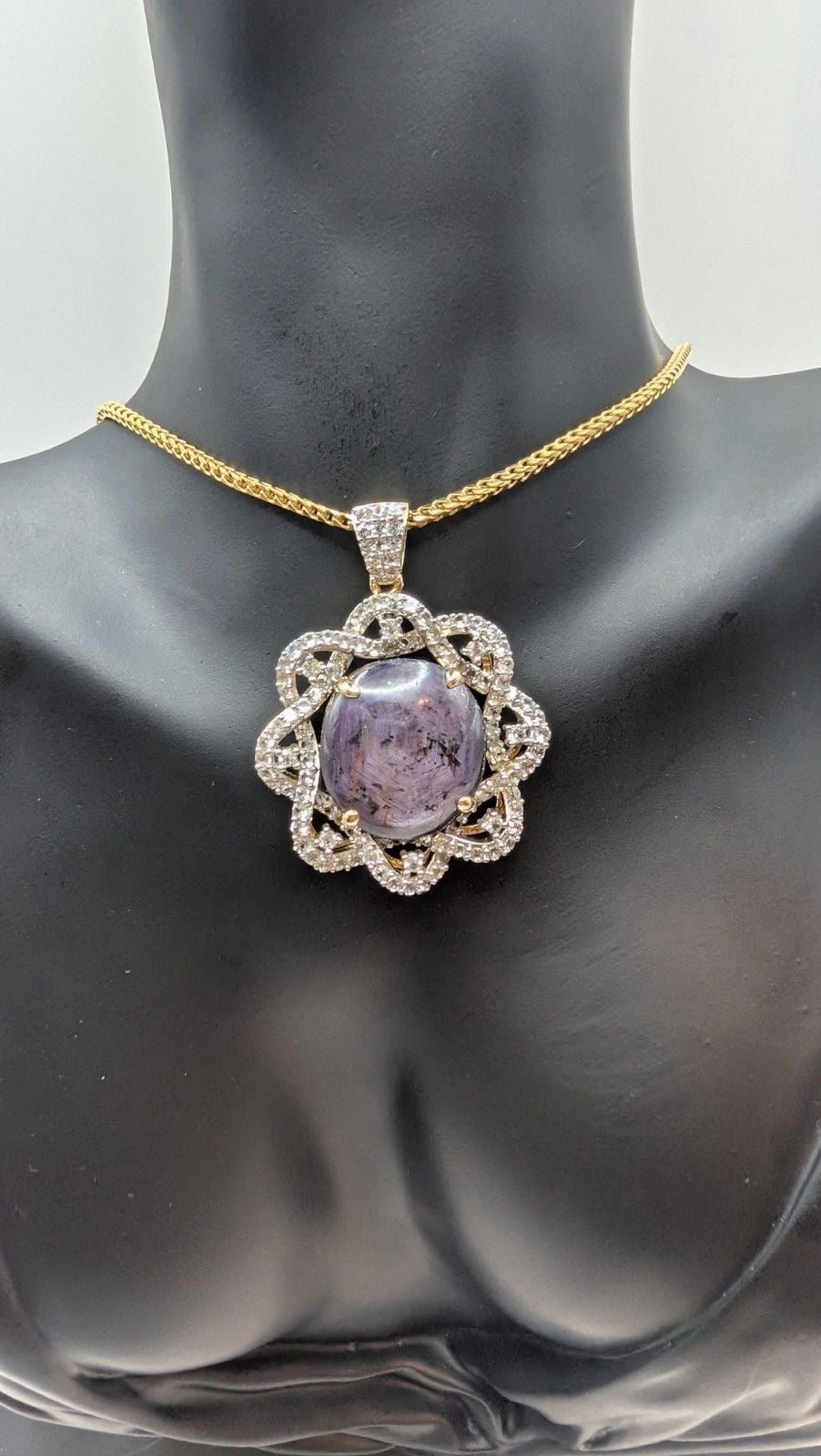 Natural Ruby And White Sapphire Pendant W/ Yellow Gold Overlay 3