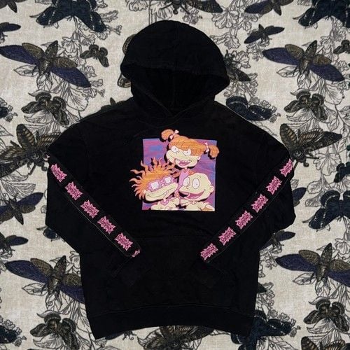 Rugrats Nickelodeon Black and Pink Hoodie Size S 2