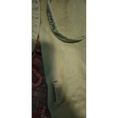 Express Womens XS Sage Green Double Breasted Belted Trench Coat Jacket Pinstripe 7