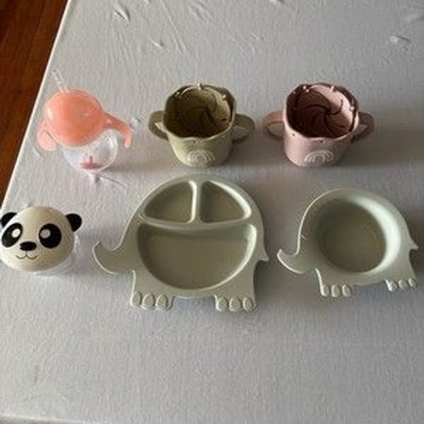 Silicone Baby Feeding Bundle Pottery barn kids,mushie,melii, Snack Cups BLW Set