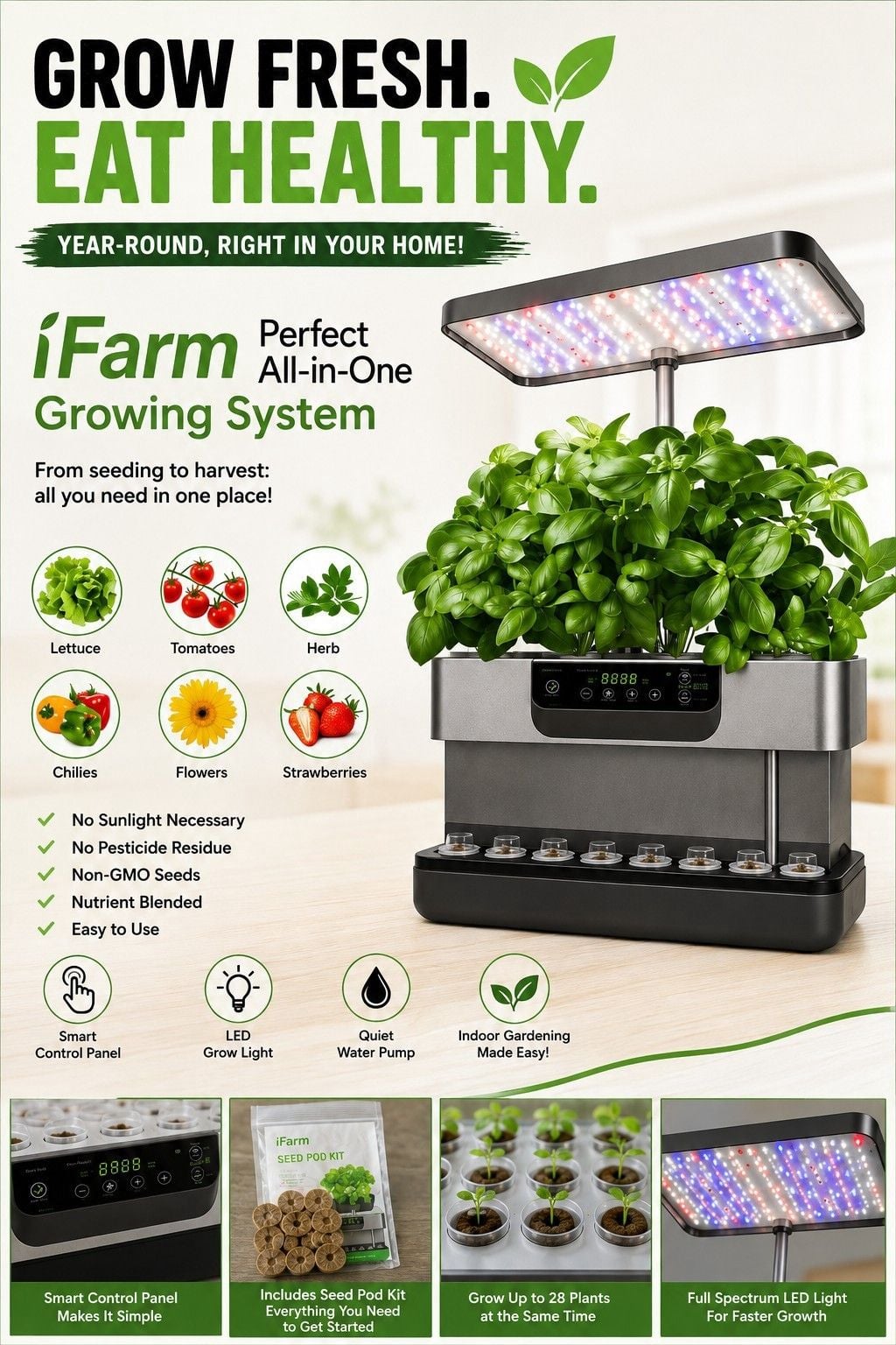 IFARM Perfect All In One Hydroponic Growing System 28 pods 8