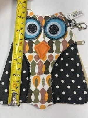 Ganz Quilted Canvas Owl Coin Purse Key Chain Handmade Key Hook GIFT NWT 3