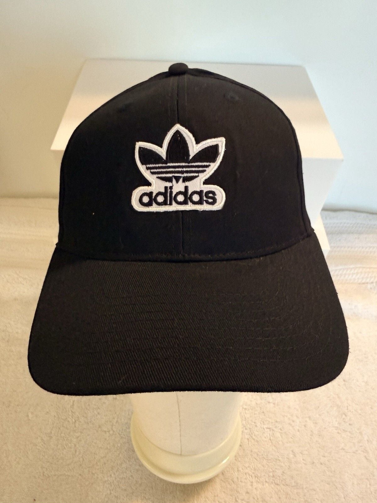 Black Baseball Hat OSFA w/Adidas Iron On Patch Snapback Cap Great Condition! 2