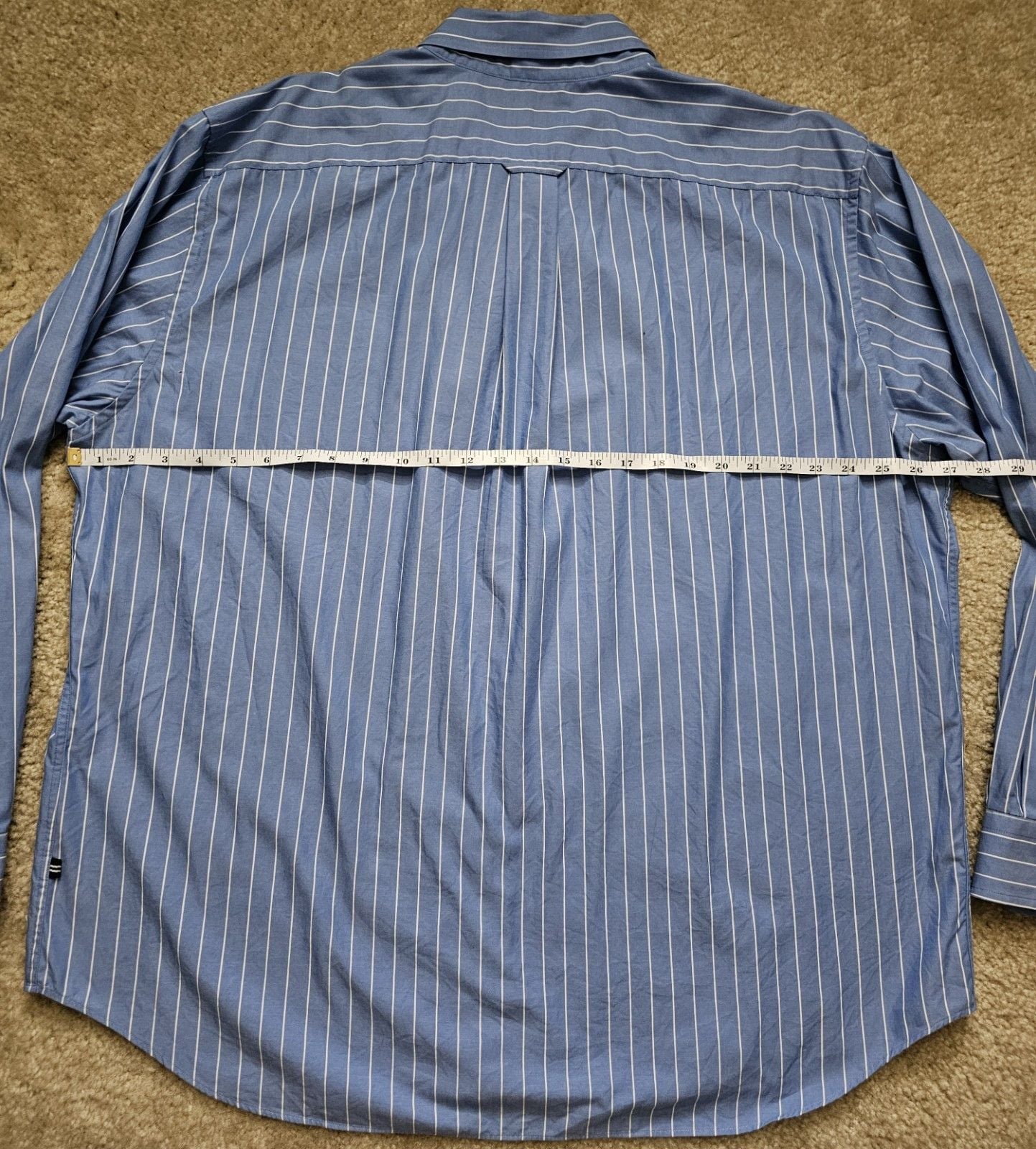 Nautica Mens XXL Blue White Stripe Long Sleeve Button Down Shirt 100% Cotton 10