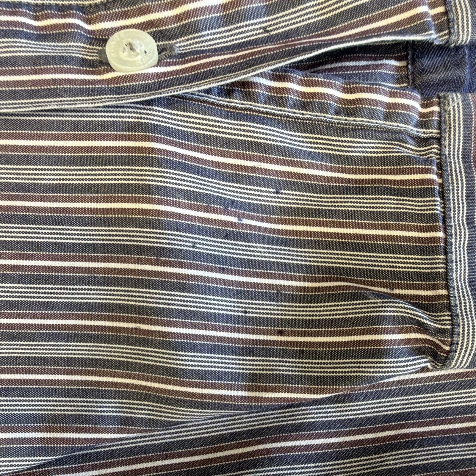 Black Brown 1826 Men's XL Regular Fit Striped Cotton Button-Down Shirt 11