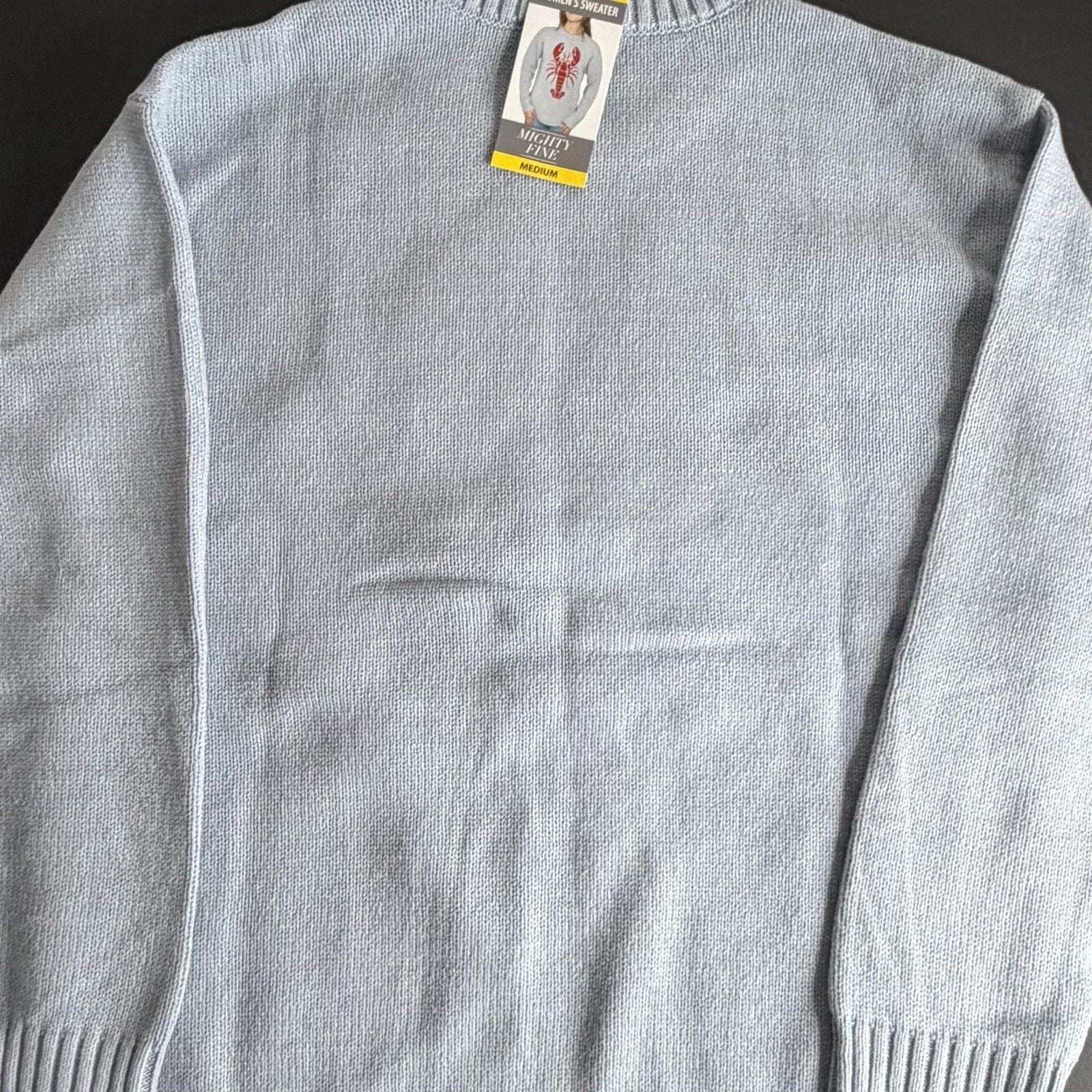 Mighty Fine Light Blue Lobster Graphic Crewneck Knit Sweater Size M 7