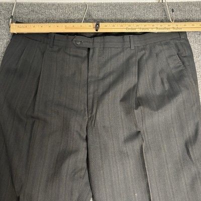 Vintage Christian Dior Suit Mens 46L 44x32 Charcoal Gray Pinstripe Wool 2 Piece 19