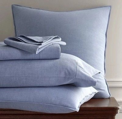 Ralph Lauren Workshirt Chambray KING Extra Deep Fitted Sheet Blue FAST to ship! 4