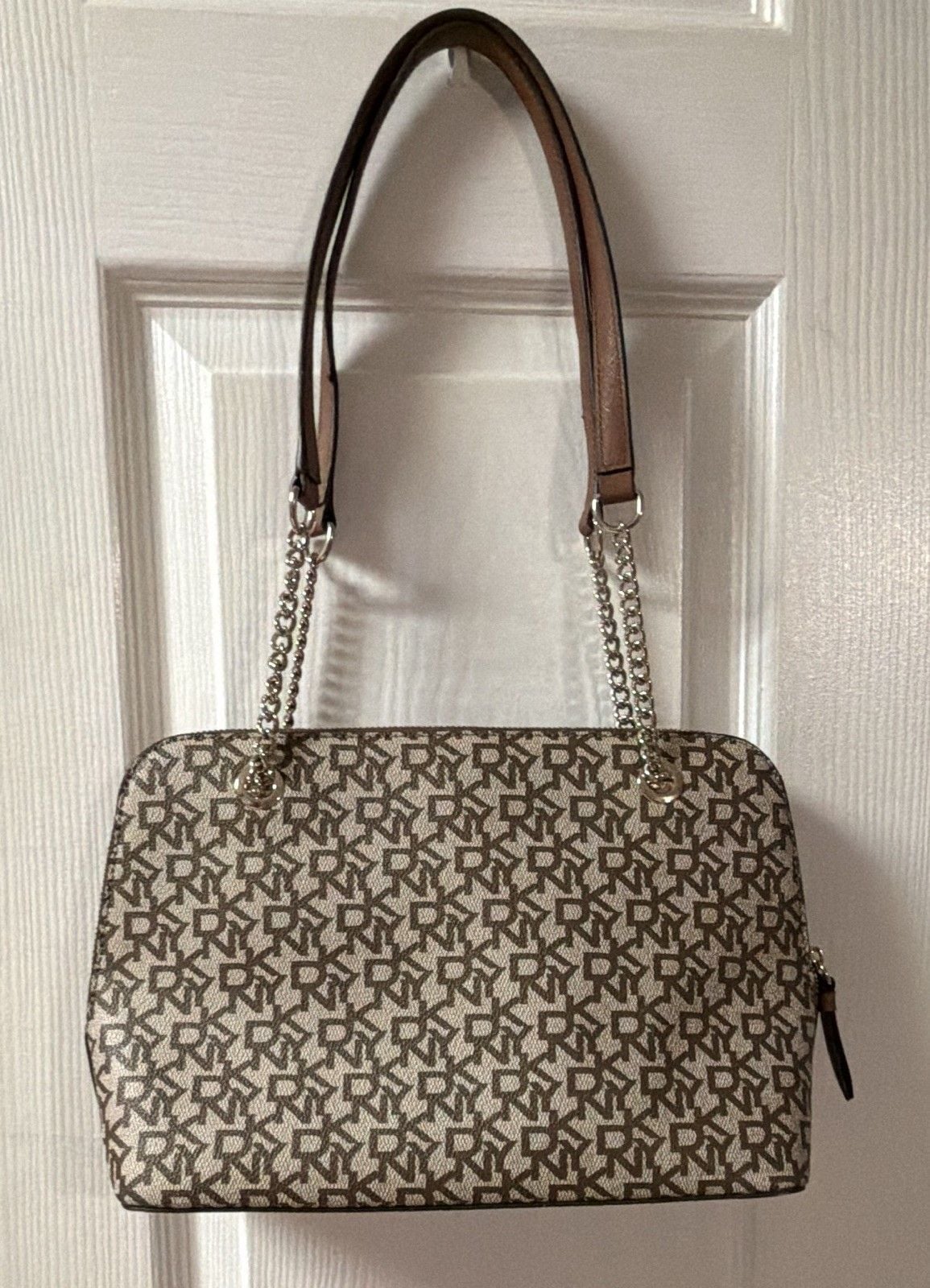 DKNY Bryant Park Medium Triple Compartment Top Zip Satchel - Chino/Caramel 7