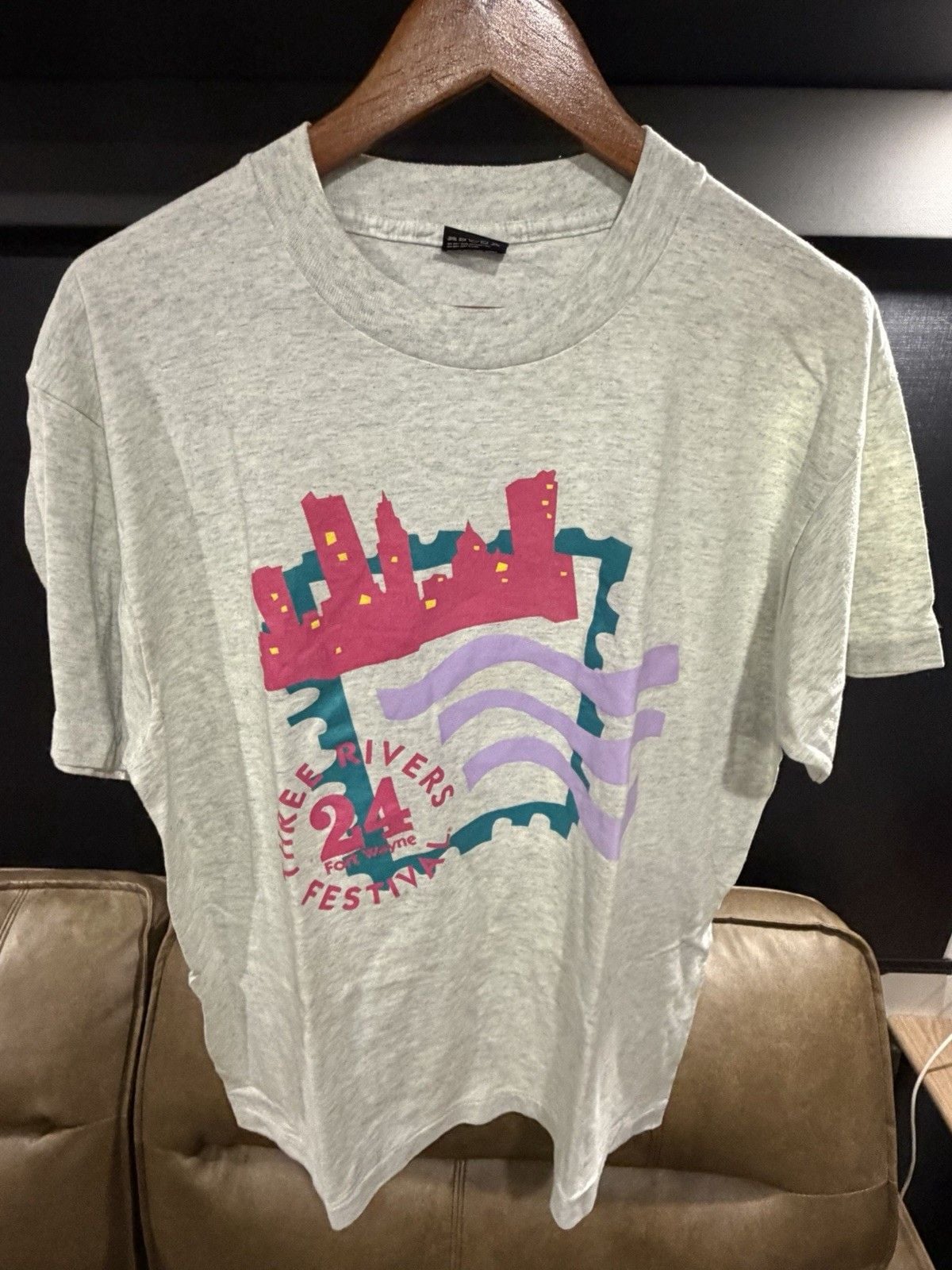 Vtg 90s Jerzees Heavyweight Cotton T Shirt Blank Tag Graphic White Made in USA 2
