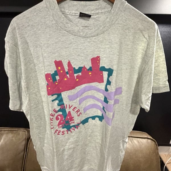 Vtg 90s Jerzees Heavyweight Cotton T Shirt Blank Tag Graphic White Made in USA