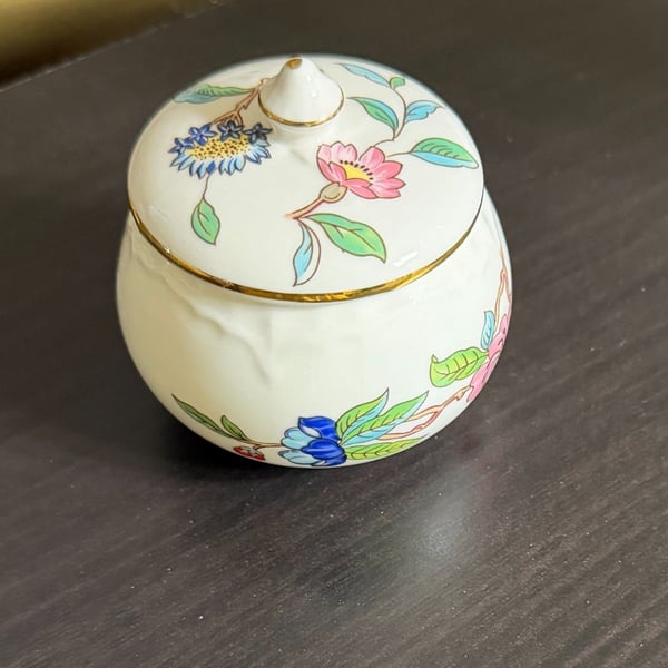 Vintage Aynsley Pembroke Fine Bone China Trinket Box Jar w/Lid Made in England