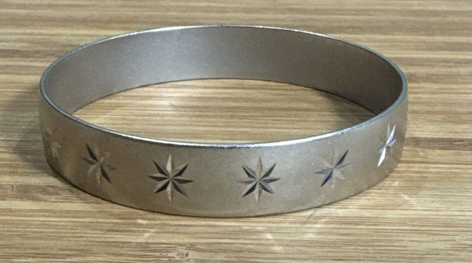 Wide Silver Tone Starburst Bangle Bracelet Atomic Celestial Wizard Halloween 3