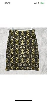 Coldwater Creek Skirt Womens Size 12 Green Black Lace Overlay Pencil Straight 2