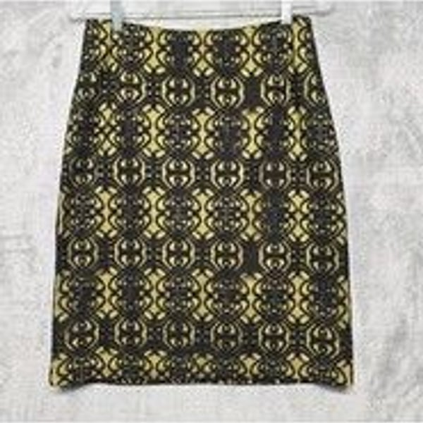 Coldwater Creek Skirt Womens Size 12 Green Black Lace Overlay Pencil Straight
