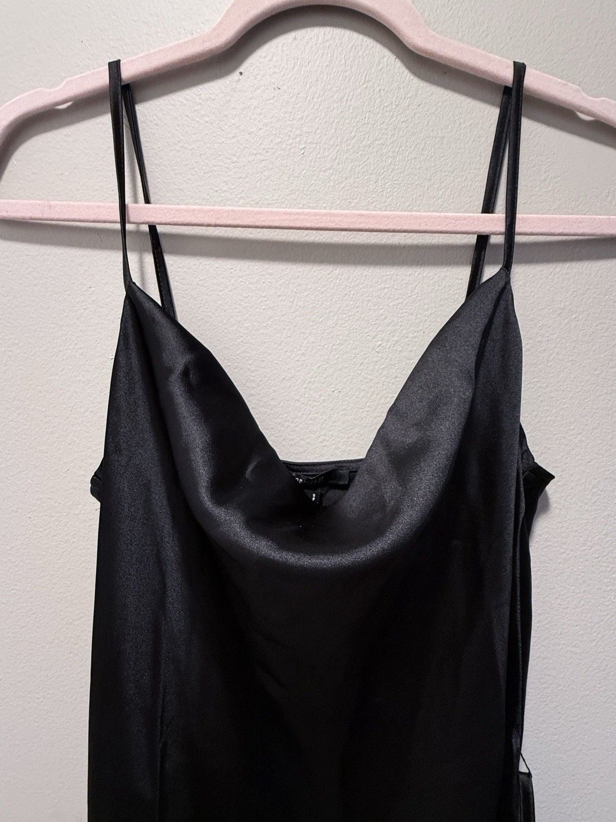 Forever 21 Satin Slip Dress Cowl Neck Side Slit Strappy Sleeveless Size S 6