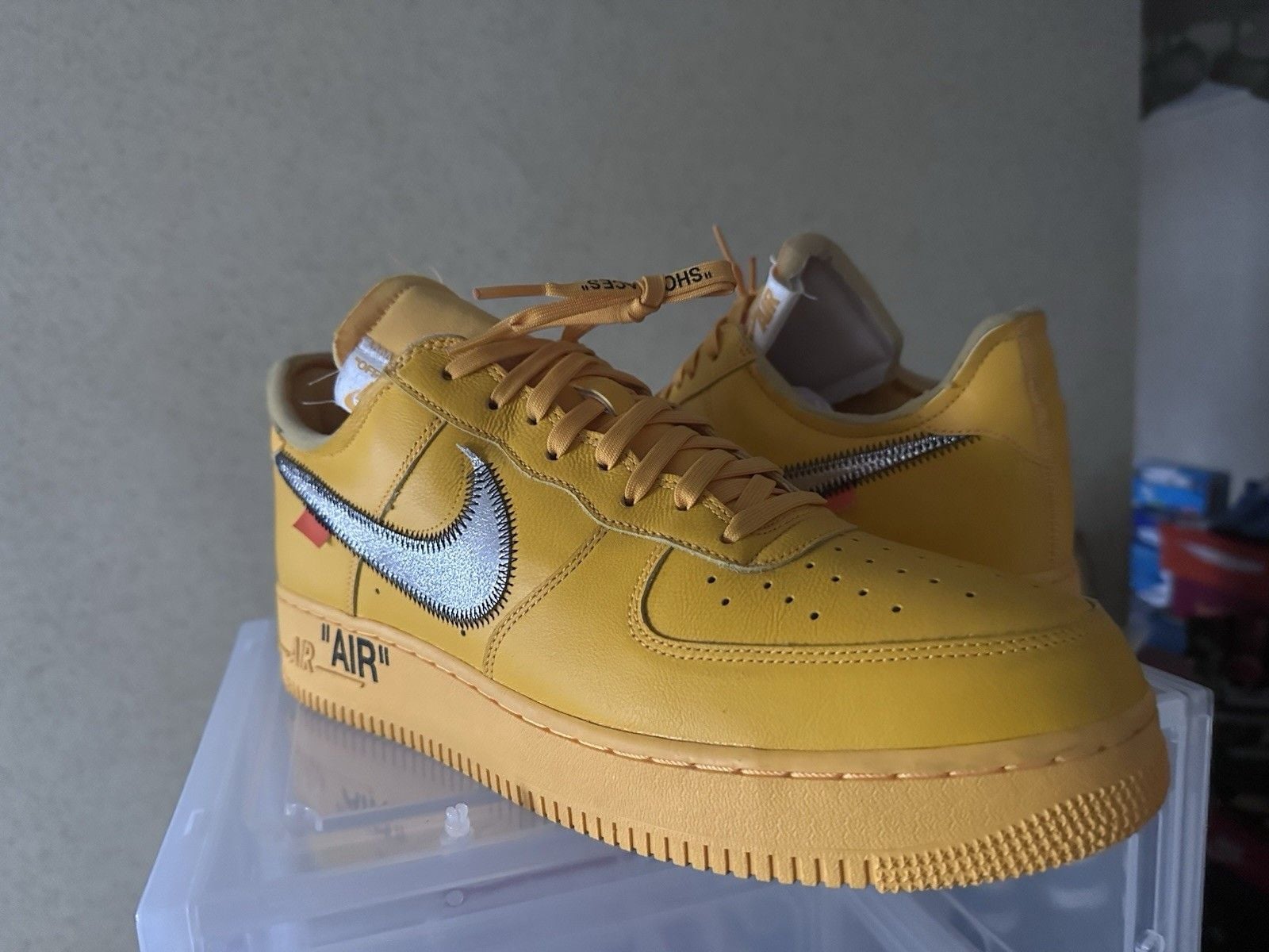 SIZE 13🌟Off-White Nike Air Force 1 ICA UNIVERSITY GOLD grail LIKE NEW 2