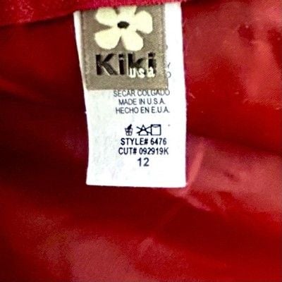 Kiki Kids Girls 12 Red Embroidered Holiday Dress 3D Floral Tulle Bow Made USA 5