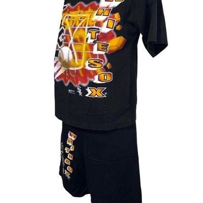 Bull Frog Chicago White Sox Set Mens XS/S Vintage 1995 MLB T-Shirt Shorts Black 4