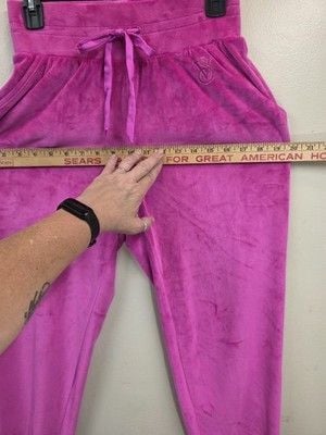 Victoria's Secret Women's Pink Velour Jogger Pants Drawstring Pockets Logo XS 7