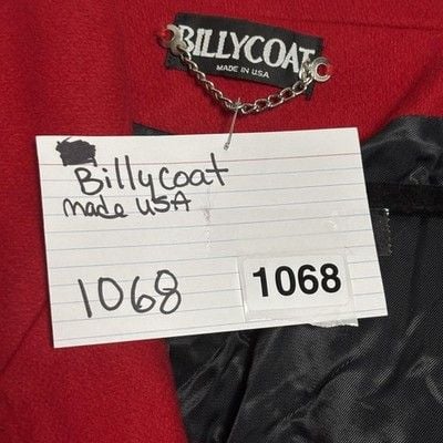 Vintage Billycoat Wool Coat Womens 1X Red Long Overcoat Button Front USA 17