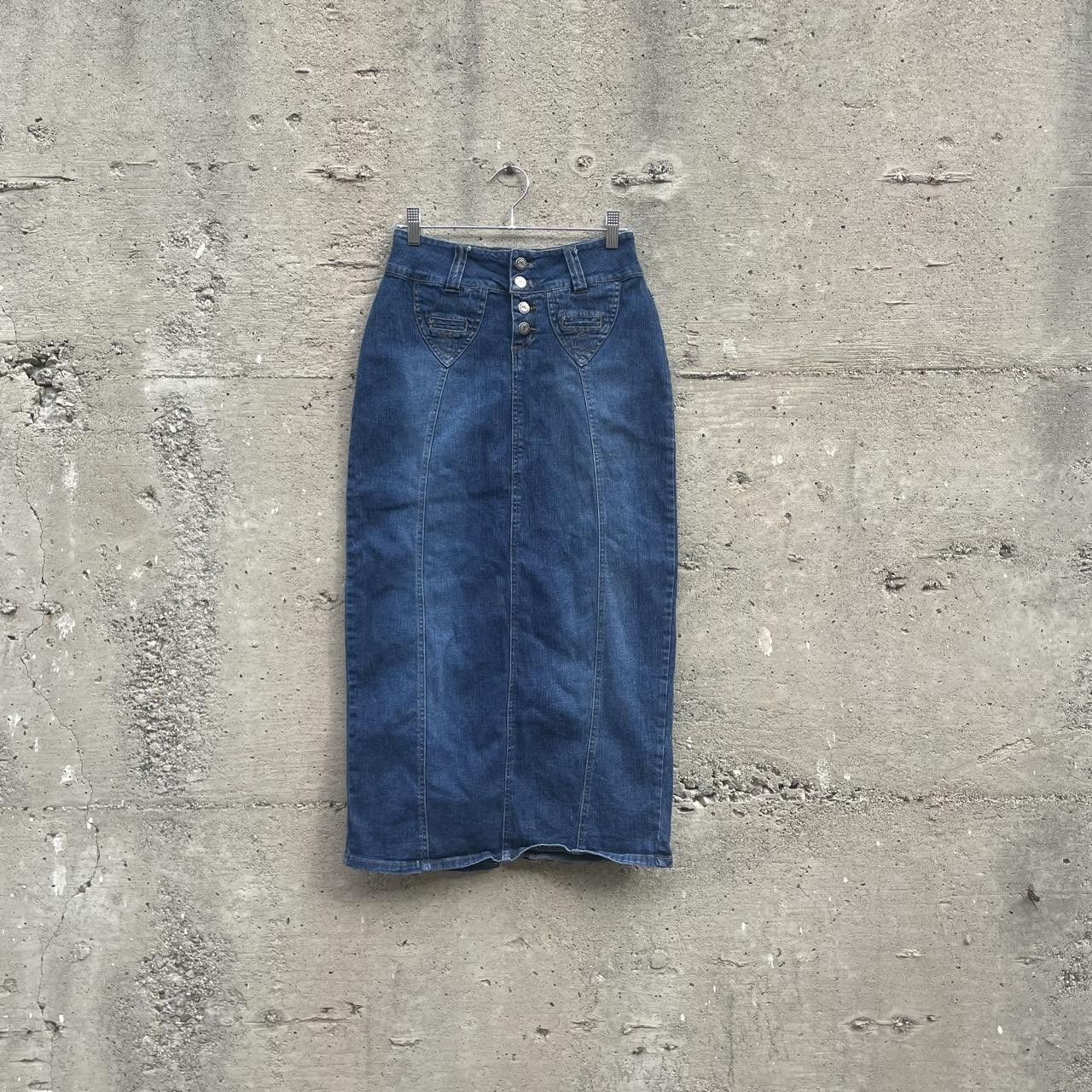 2000s Deja Bleu blue denim maxi skirt  8