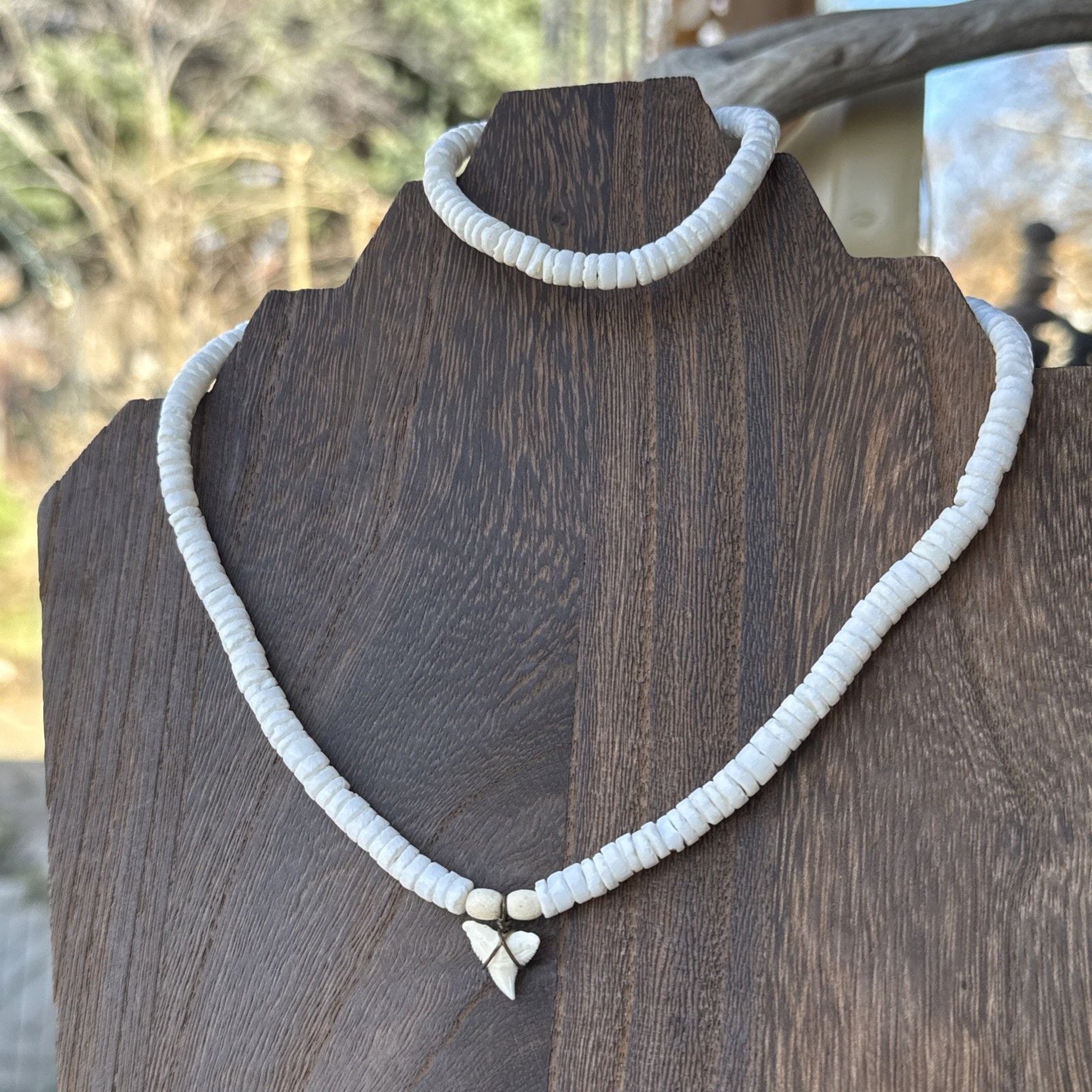 Mermaid Heishi Puka Shell Necklace-set Beach Wedding VTG Estate Shark Tooth 7