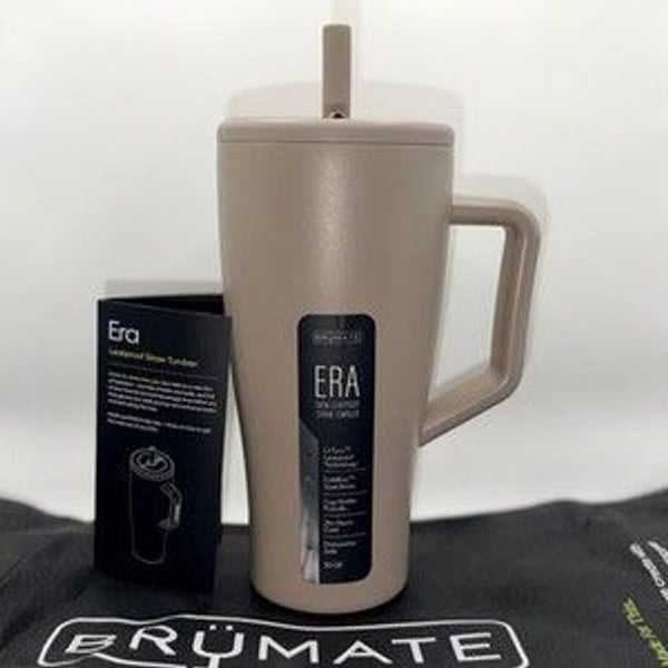 BrüMate Era Leakproof Straw Tumbler 30oz Beige With Lid, Straw, Handle