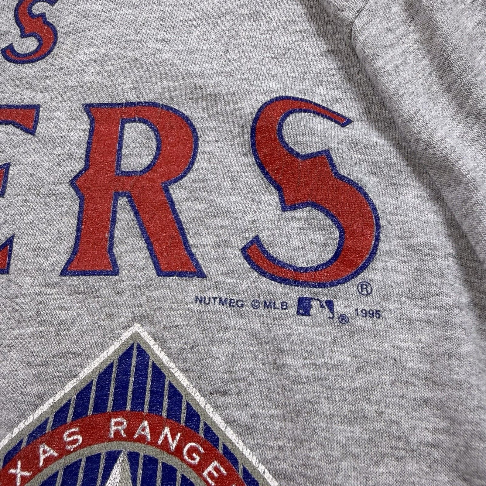 Vintage 1995 Texas Rangers Lee Sport T Shirt Mens M MLB Baseball Gray USA Made 4