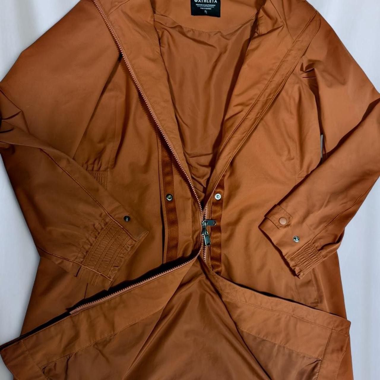 Athleta brown polyester raincoat with hood, size XL #athletic #outdoor 2