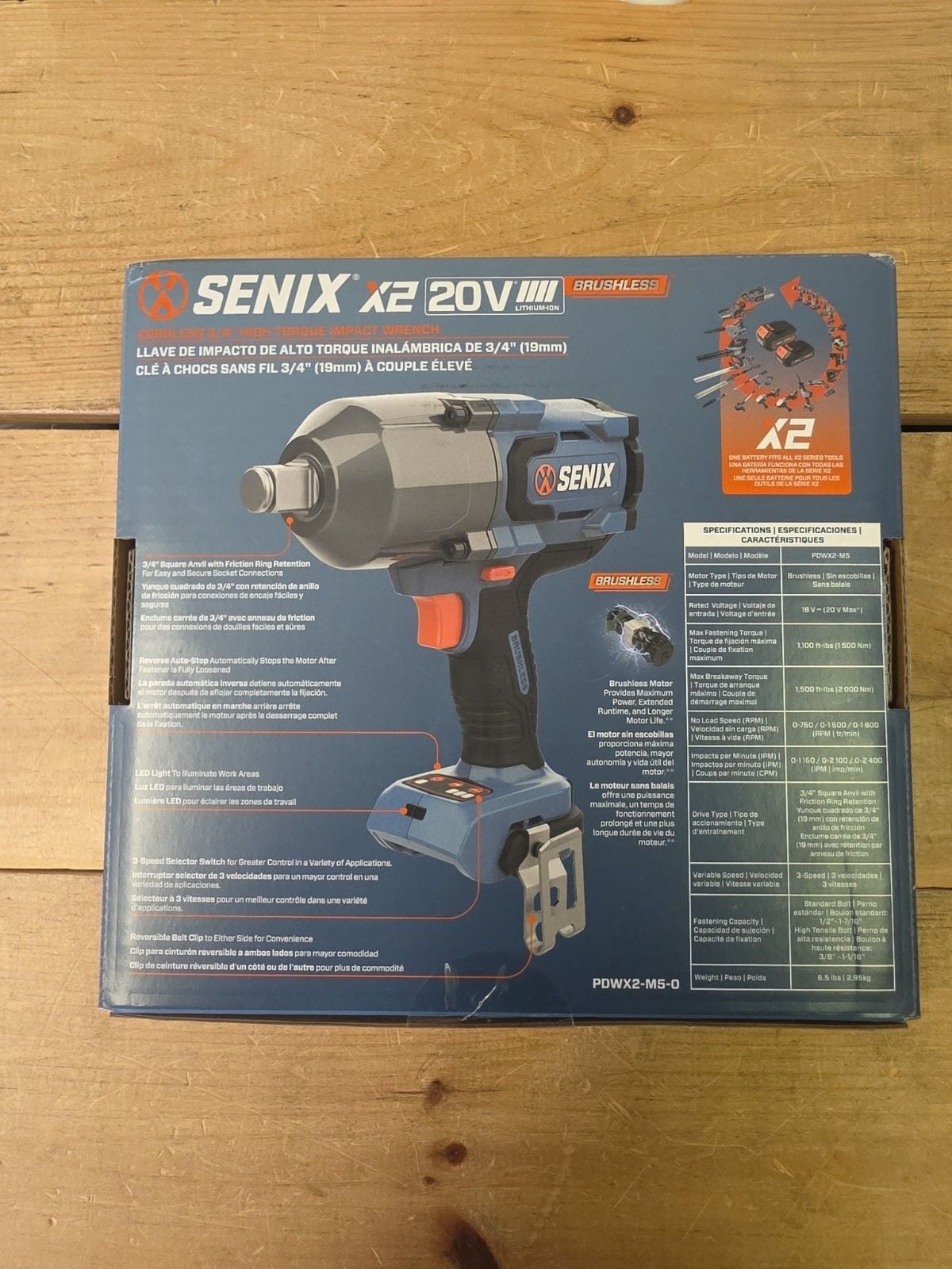 Senix PDWX2-M5-0 20V Max* Brushless 3/4" Cordless Impact Wrench (Tool Only) New 2