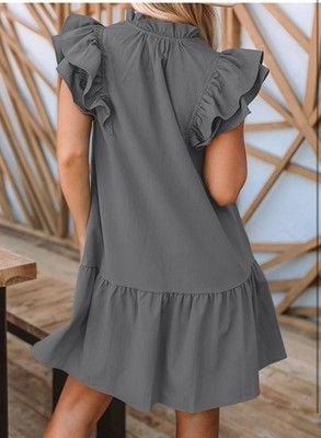 Dokotoo Womens Dresses 2023 V-Neck Drawstring Ruffle Cap Short Sleeve-SIZE S 3