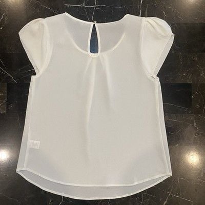 Women's White Round-Neck Tulip Sleeve Blouse Top Small 8