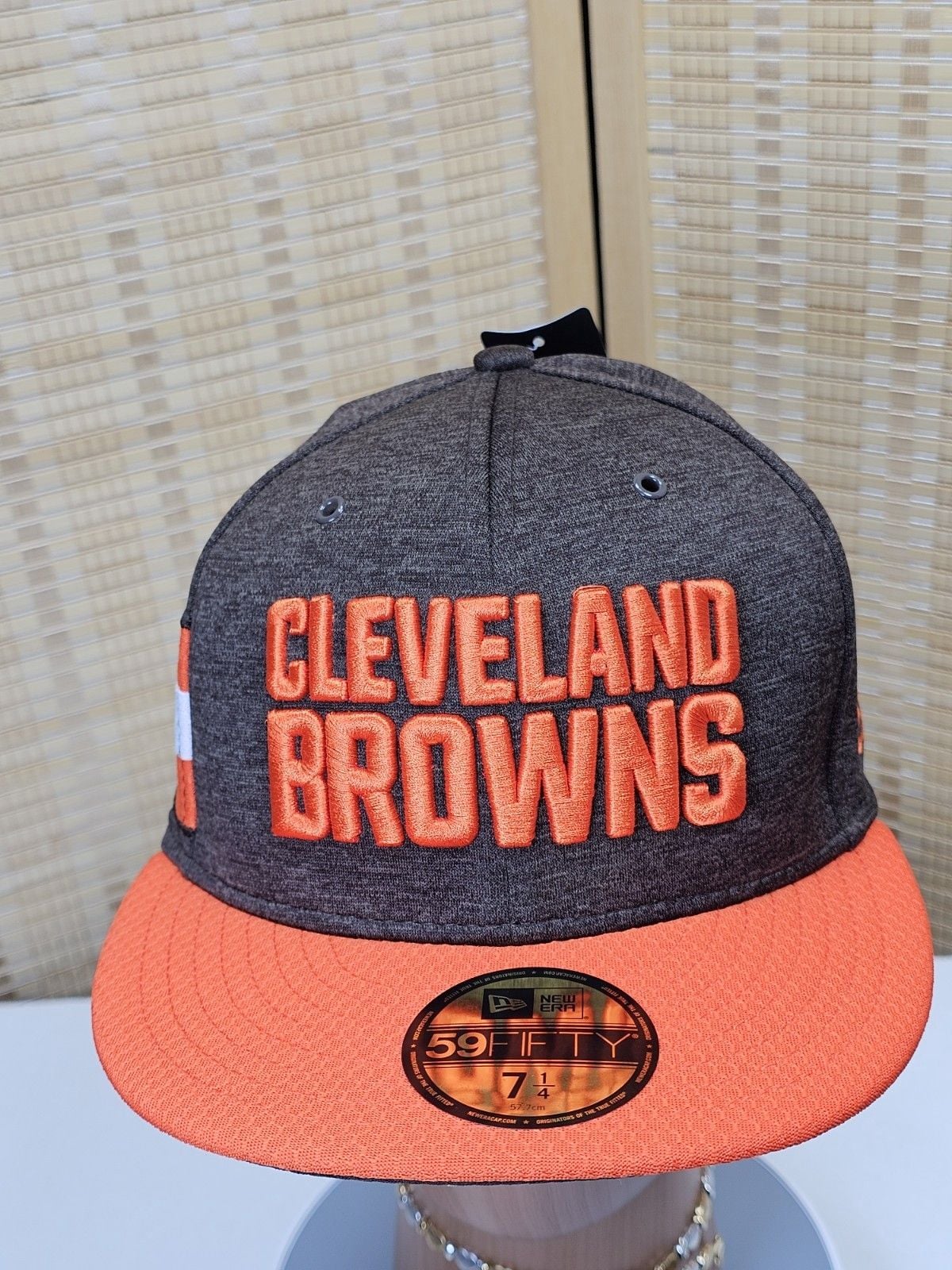 New Era Cleveland Browns NFL 59FIFTY Fitted Hat Gray Orange Size 7 1/4 2